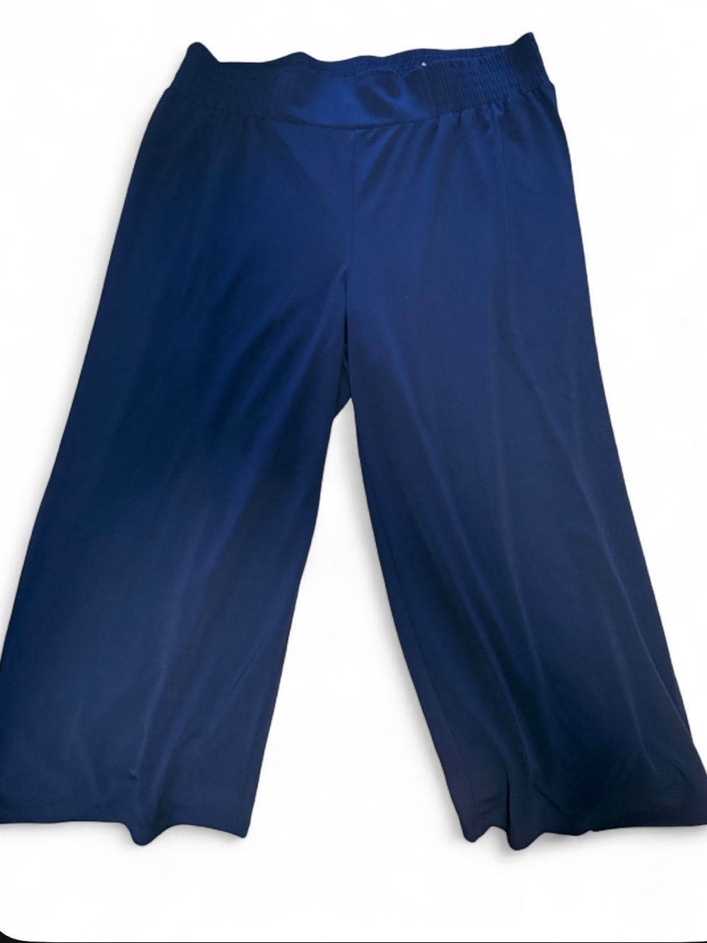 Navy Wide-Leg Pull-On Pants
